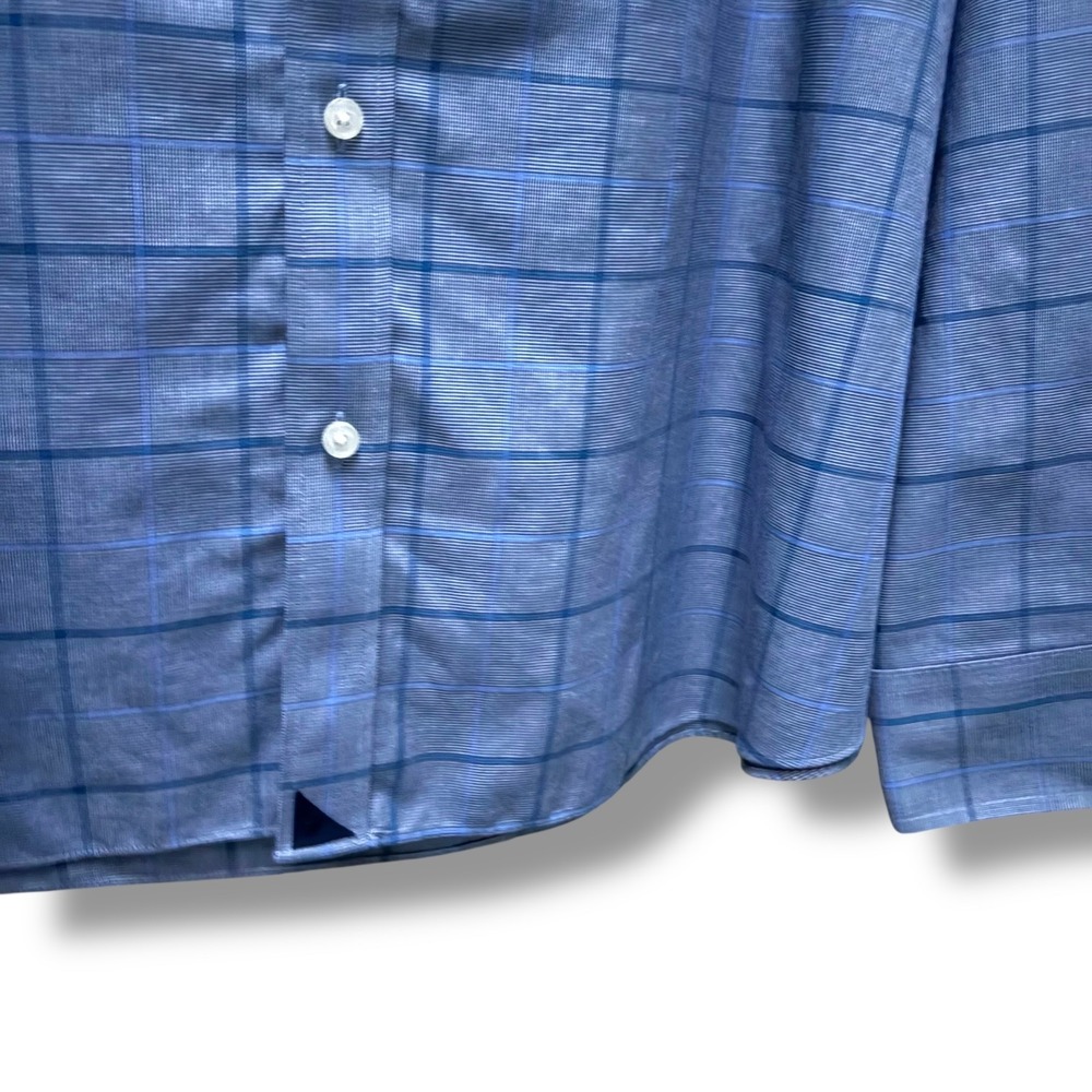 UNTUCKit Ortman WF Blue Windowpane Check Relaxed Fit Shirt XXXL 3XL 40780 Mens - Picture 3 of 7